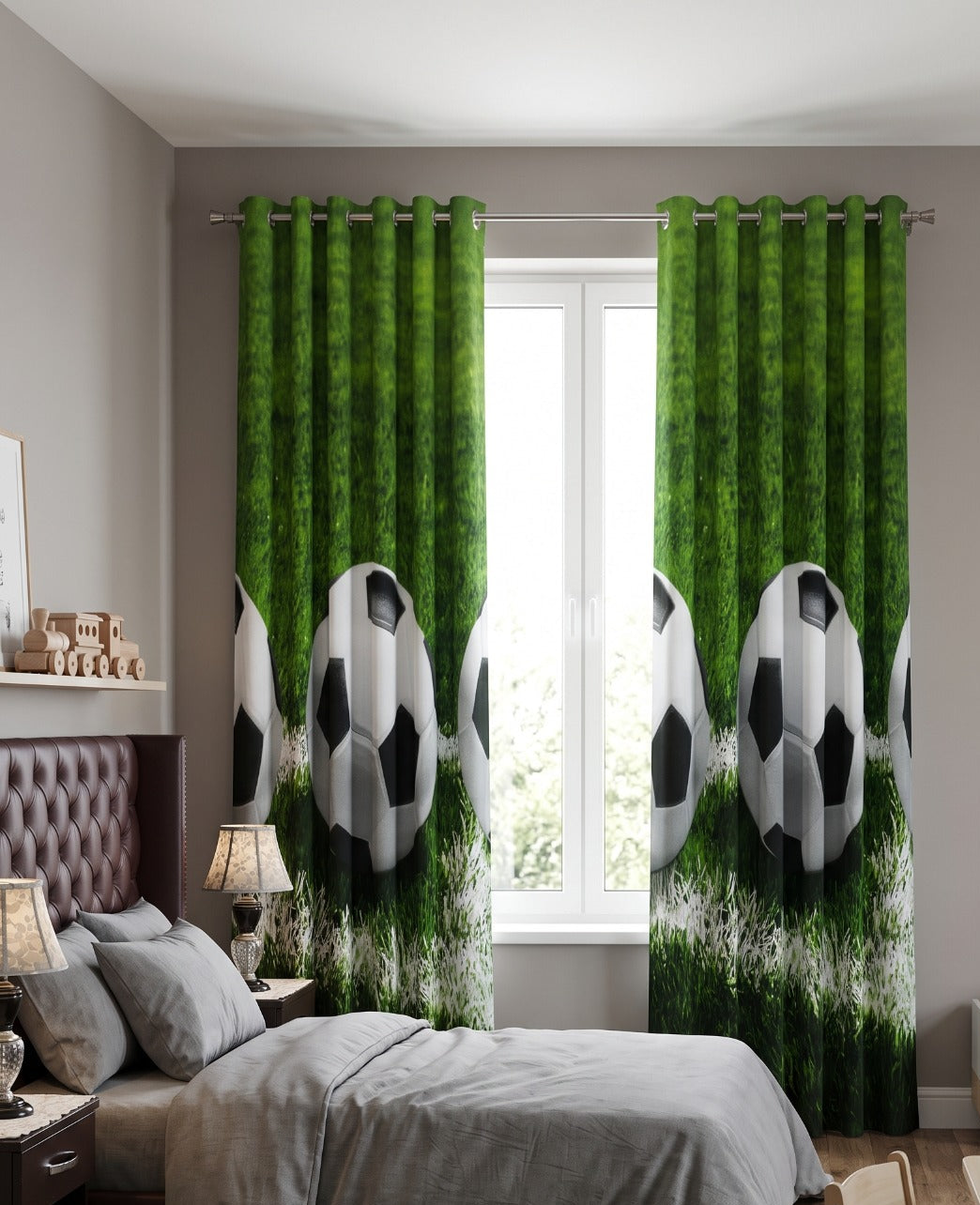 Football theme kids room curtains