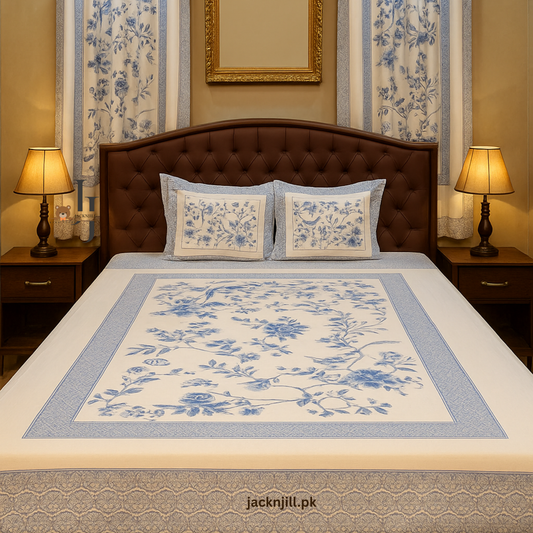Blue Floral Bedsheet Set