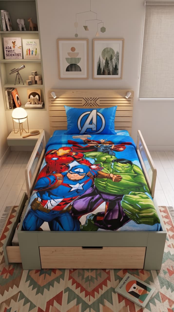 captain america heroes bedsheet for boys room price in Pakistan.