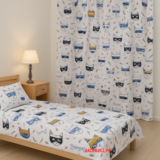 Cats Graphic Faces Kids Bedsheet