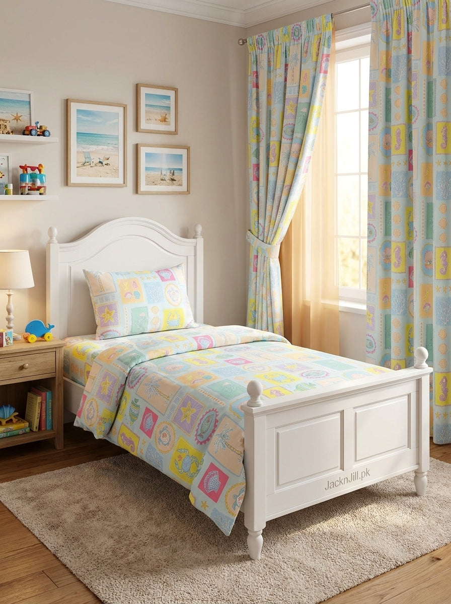 Disco Sea Life Printed Kids Bedsheet
