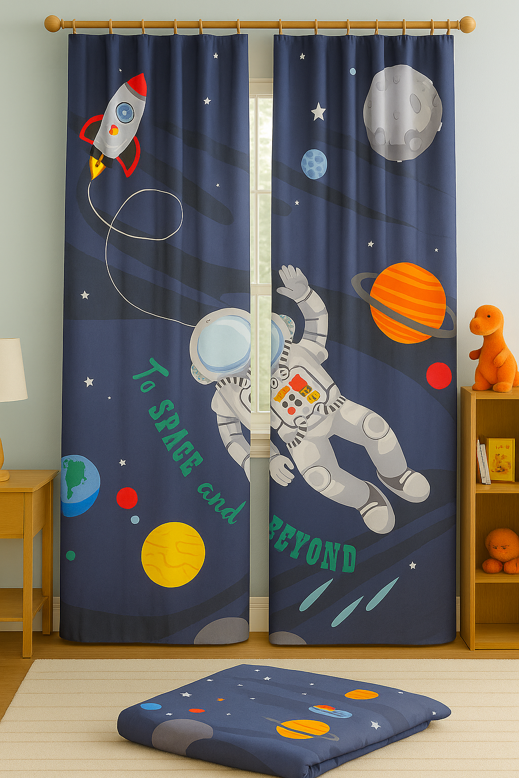 Astronaut & Space Shuttle Curtains for Kids Room