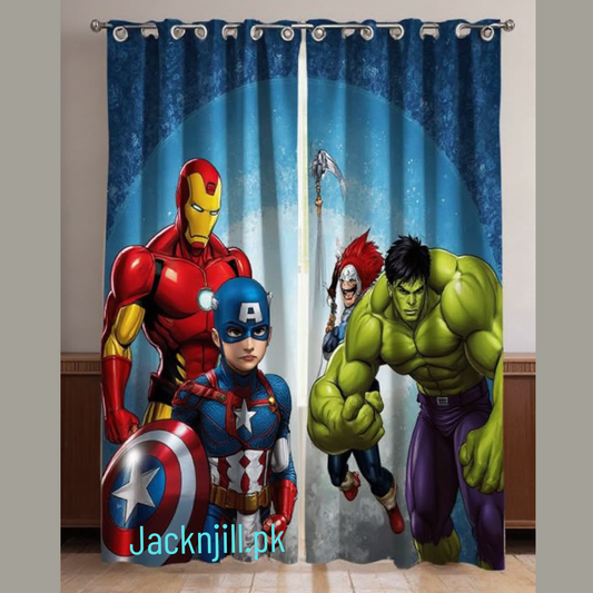 Captain America Hulk Digital Printed Curtains