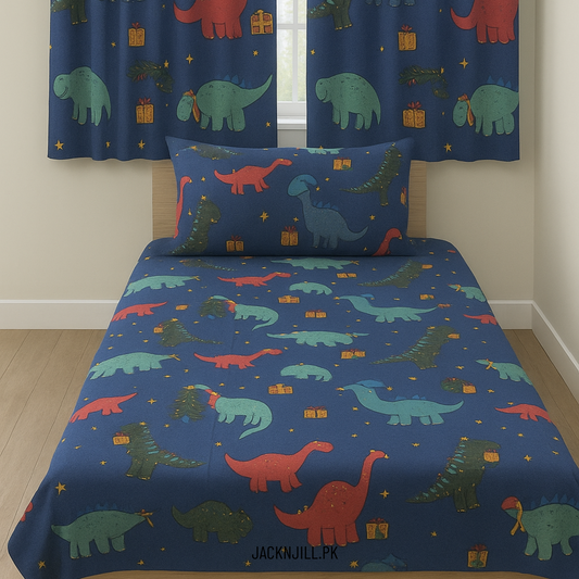Dino Species Blue Kids Bedsheet