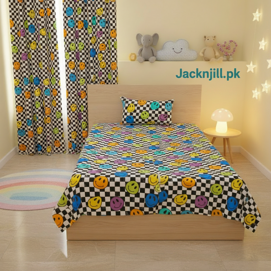 Color Blocks Emojies Kids Bedsheet