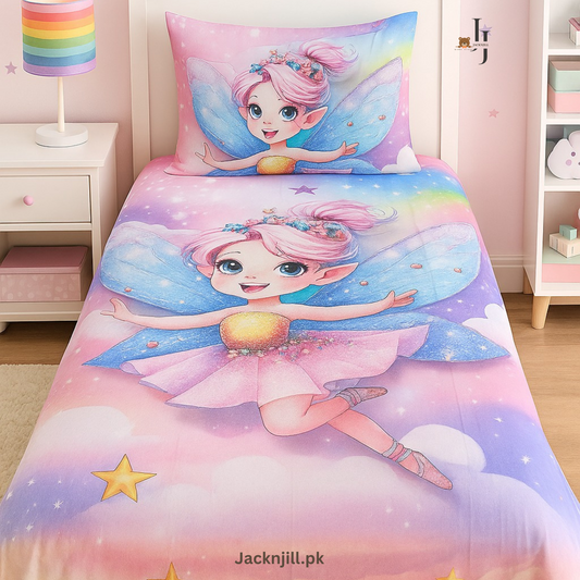 Flying Fairy Pink Kids Bedsheet