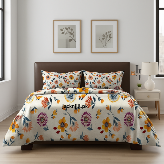 Floral Cotton King Size Bedsheet