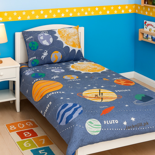 Grey Galaxy Kids Bedsheet