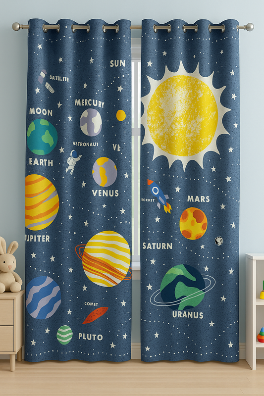 Kids Space Shuttle Print Cotton Curtain 7862
