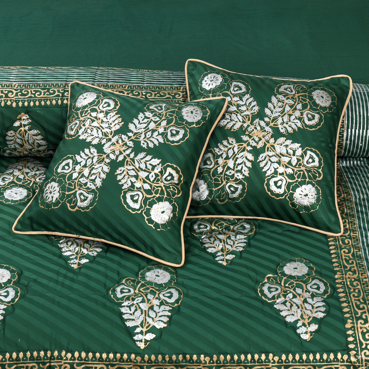 Bridal Bedsheet Set 8Pcs Cotton Sateen Block Printed 05