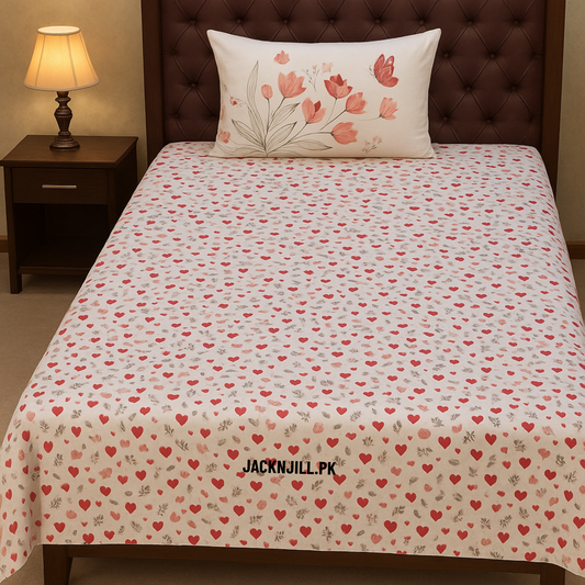 Heart Featured Floral Bedsheet