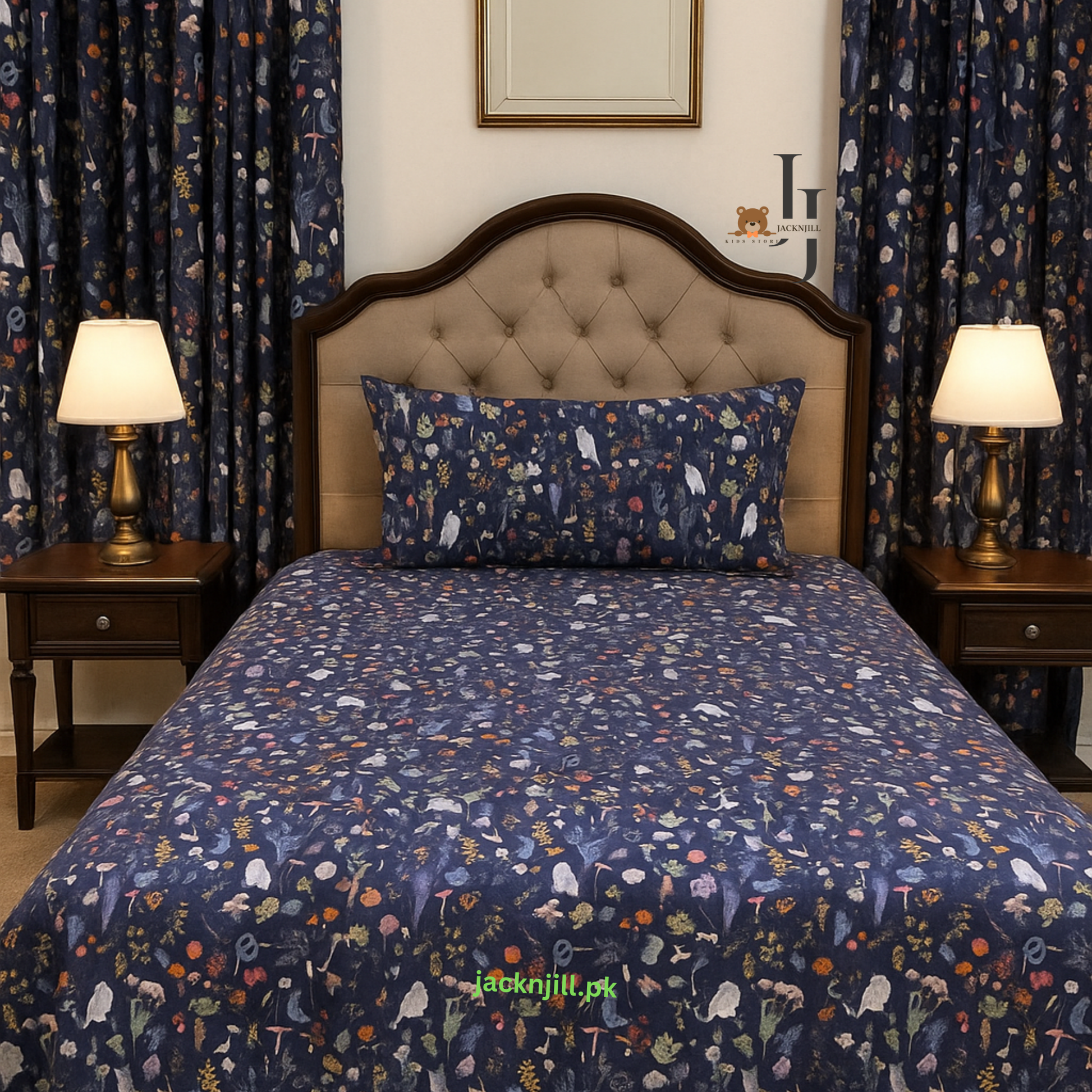 Twilight Trail Blue Jungle Kids Bedsheet-Percale
