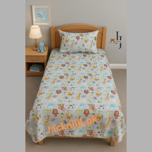 Jurassic Abstract Printed Kids Bedsheet