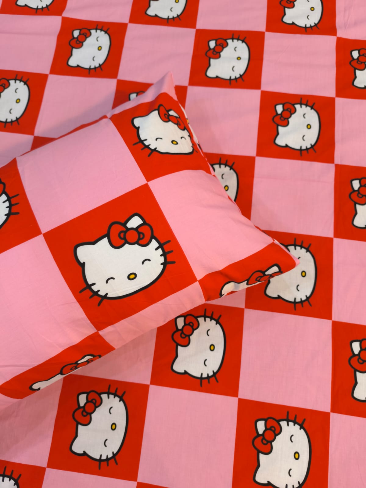 Pink Based Hello Kitty Kids Bed Sheet