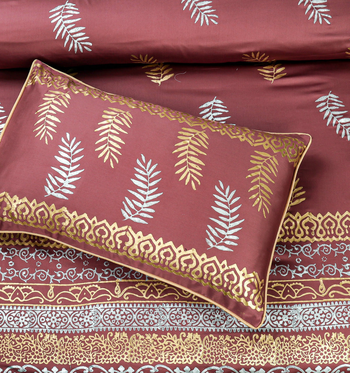 Bridal Bedsheet Set 8Pcs Cotton Sateen Block Printed 04