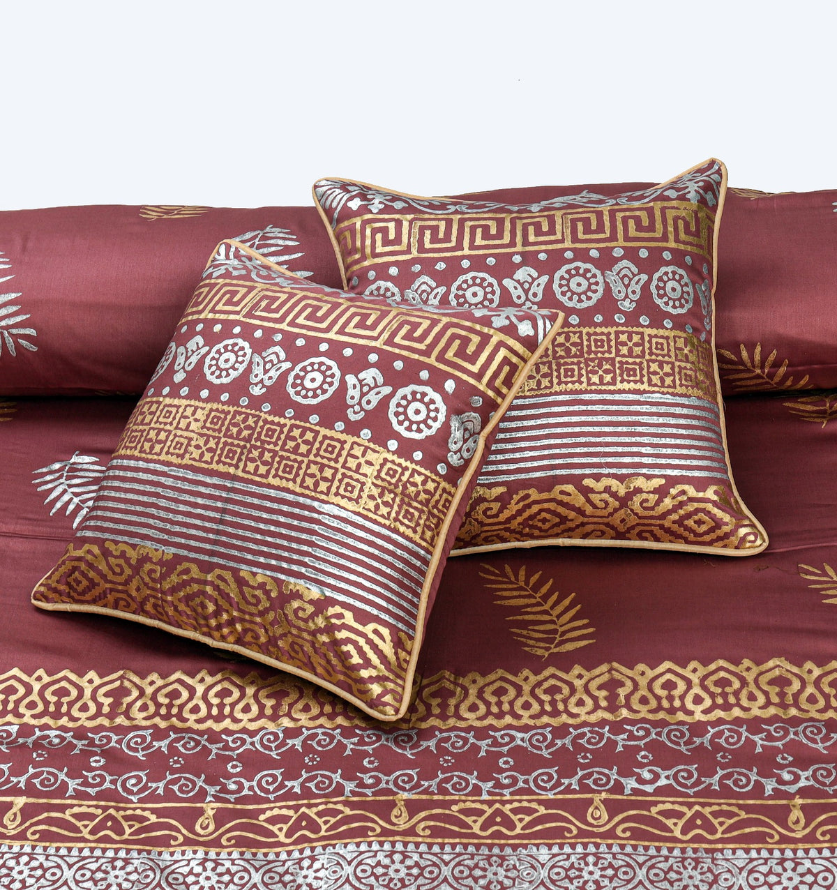Bridal Bedsheet Set 8Pcs Cotton Sateen Block Printed 04
