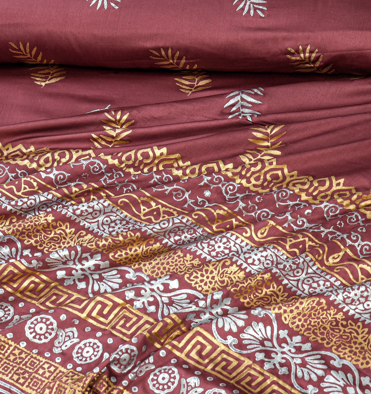 Bridal Bedsheet Set 8Pcs Cotton Sateen Block Printed 04