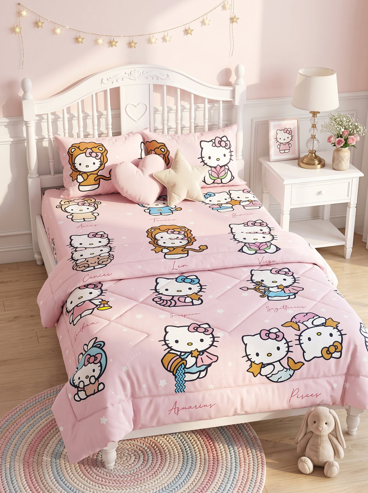 Hello Kitty Glow in Dark Kids Bedsheet with Comforter