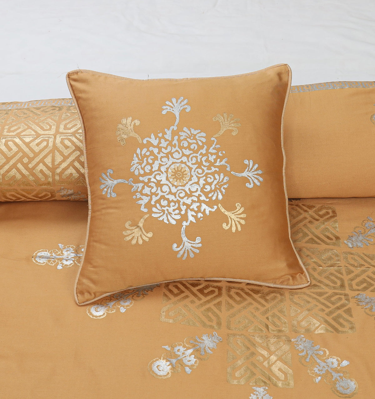 Bridal Bedsheet Set 8Pcs Cotton Sateen Block Printed 03