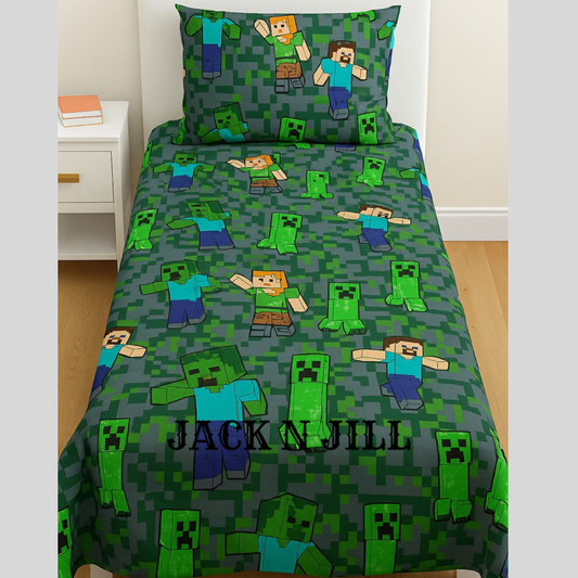 Minecraft Green Cotton Kids Bedsheet
