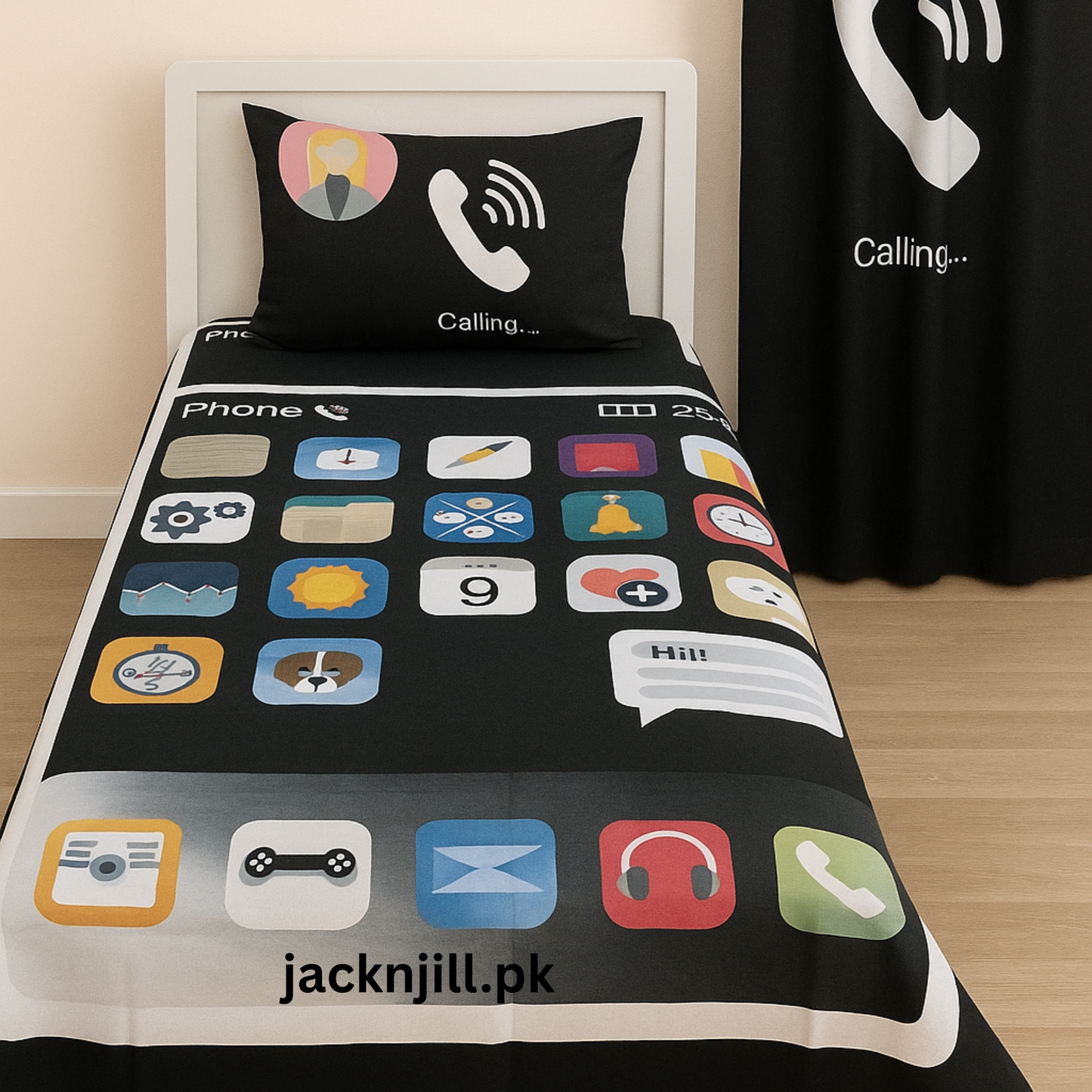 Phone Character Printed Bedsheet Glow in Dark