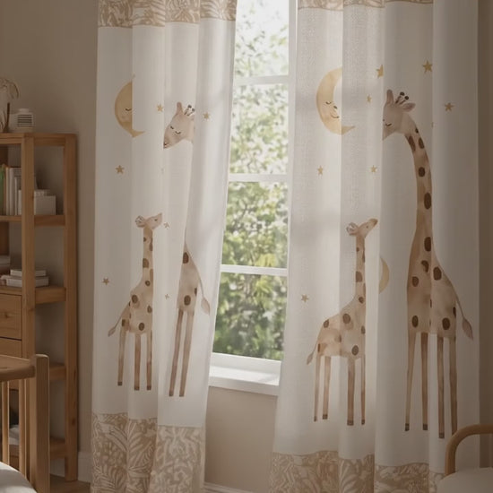 kids room animal cartoon printed curtains, same bedsheet and duvet.