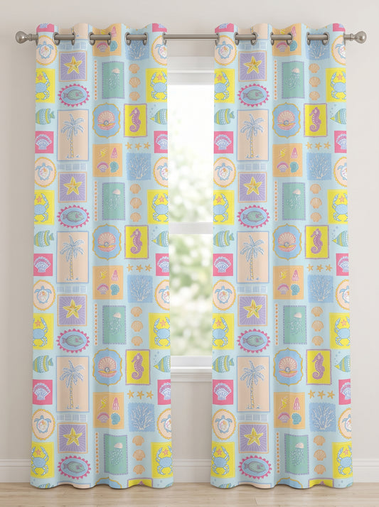 Sea Life Printed Kids Room Curtains
