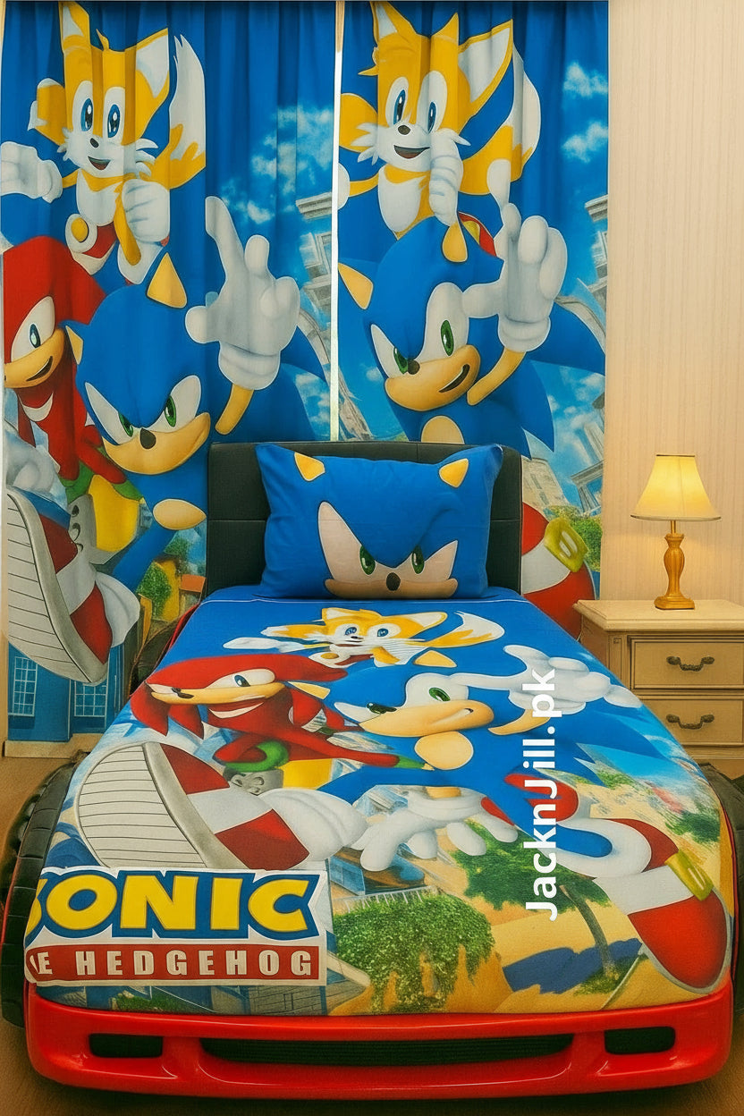 Sonic the Hedgehog Kids Bedsheet Set with Pillow Cover