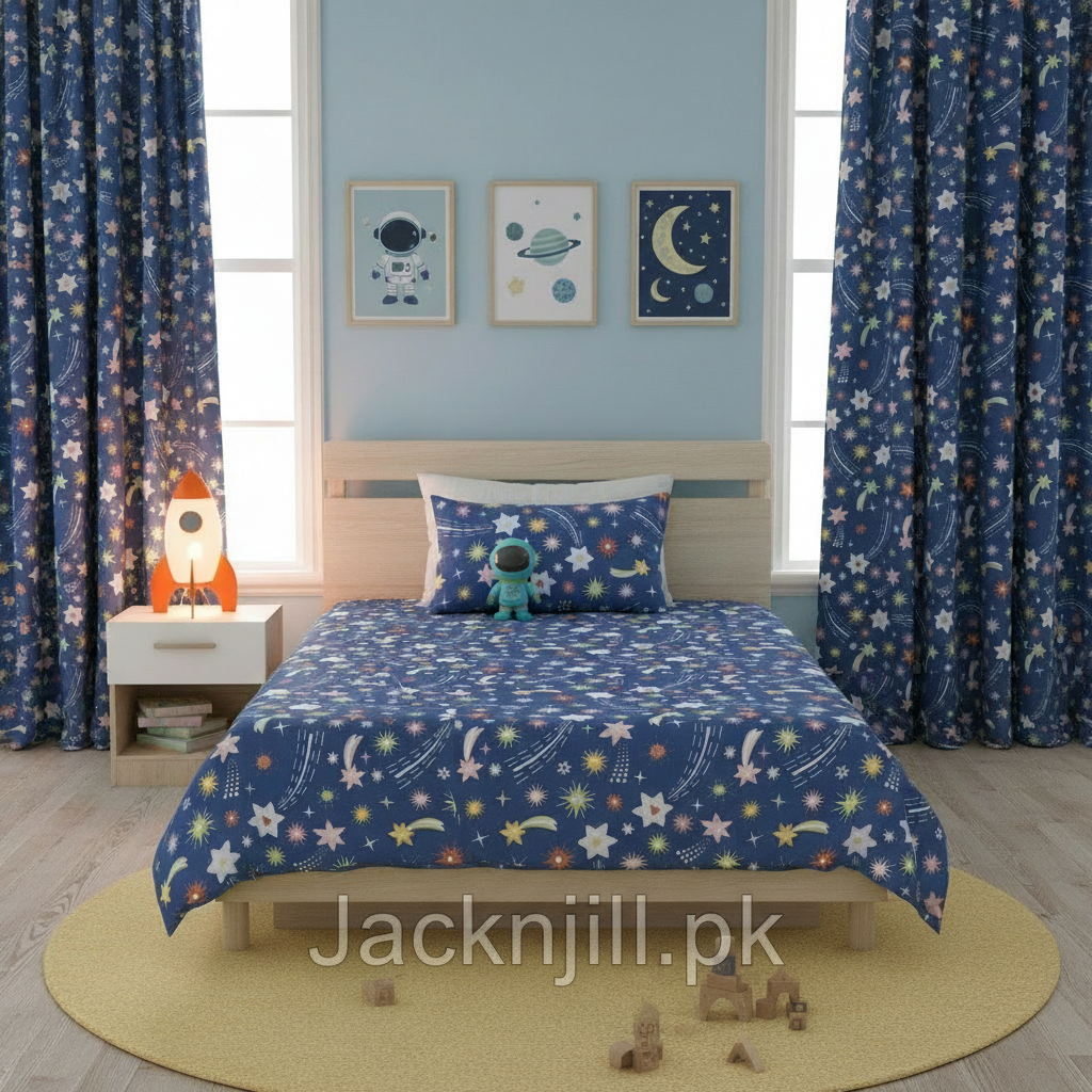 Stars glow in dark bedsheet & Curtains