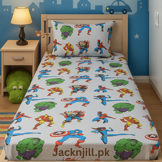 Super Heroes Themed Kids Bedsheet