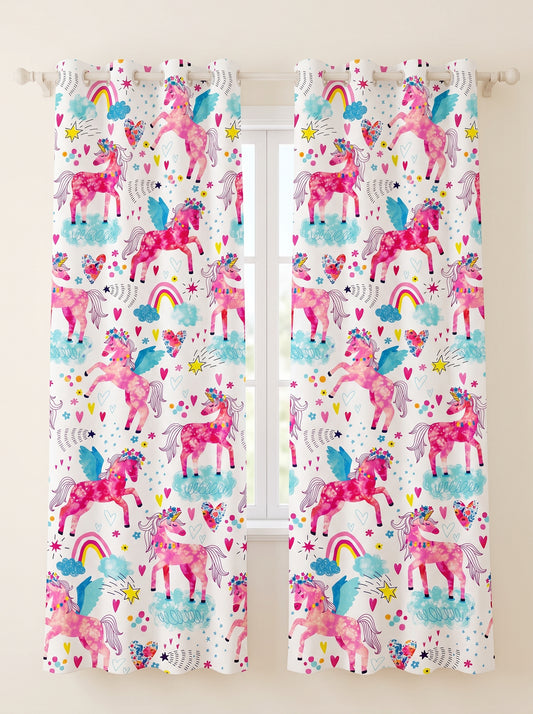 Mini Unicorn Printed Curtains for Kids Room
