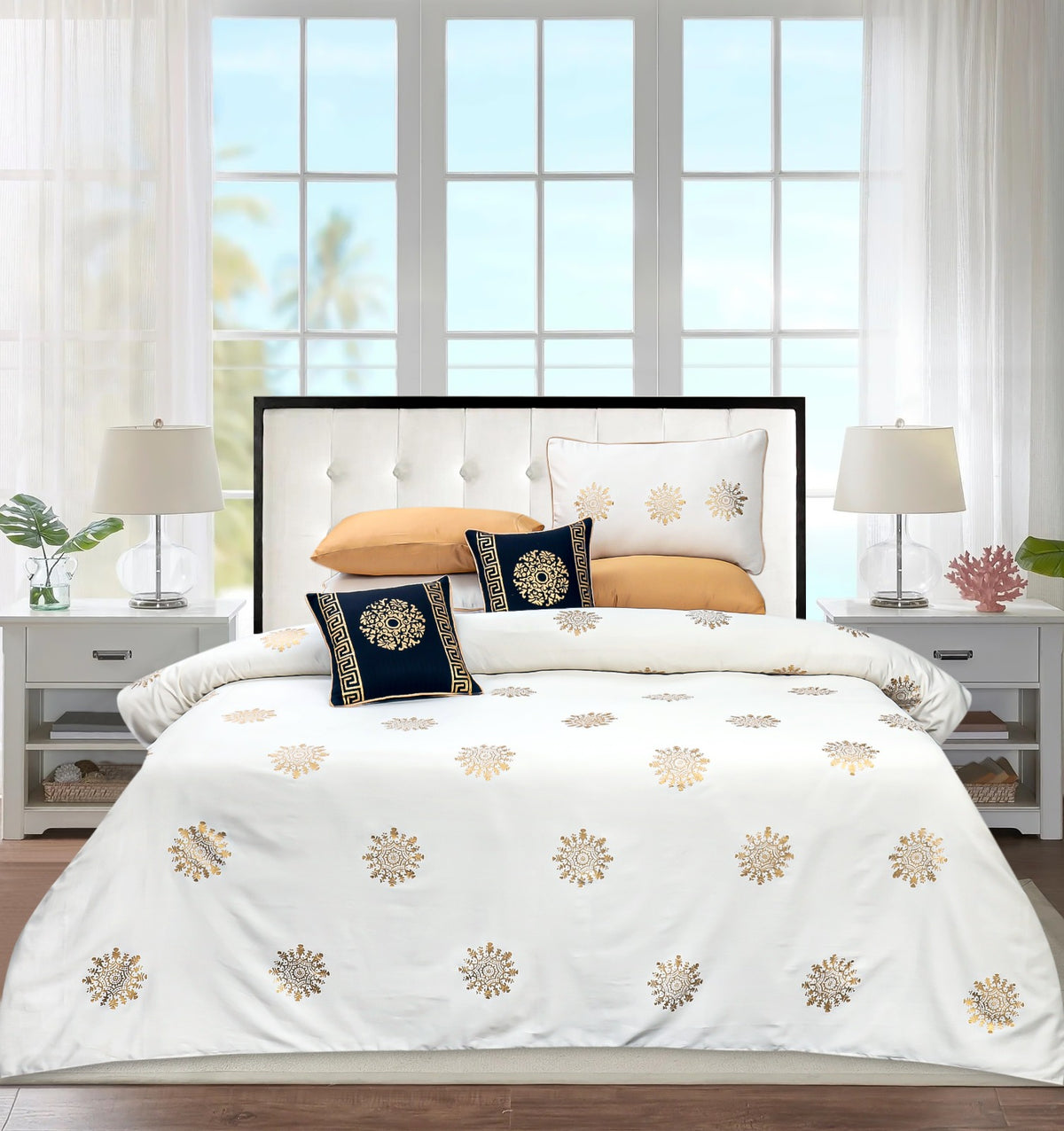 Bridal Bedsheet Set 8Pcs Cotton Sateen Block Brinted 02