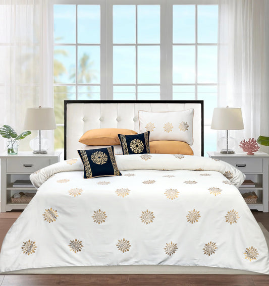 Bridal Bedsheet Set 8Pcs Cotton Sateen Block Brinted 02