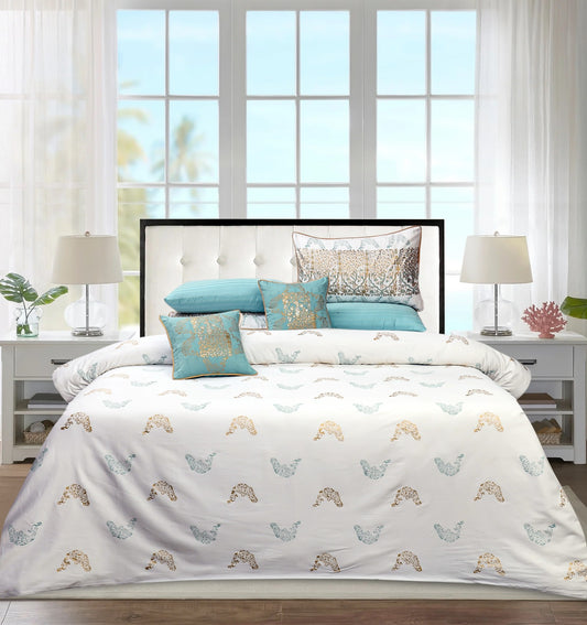 Bridal Bedsheet Set 8Pcs Cotton Sateen Block Brinted 01