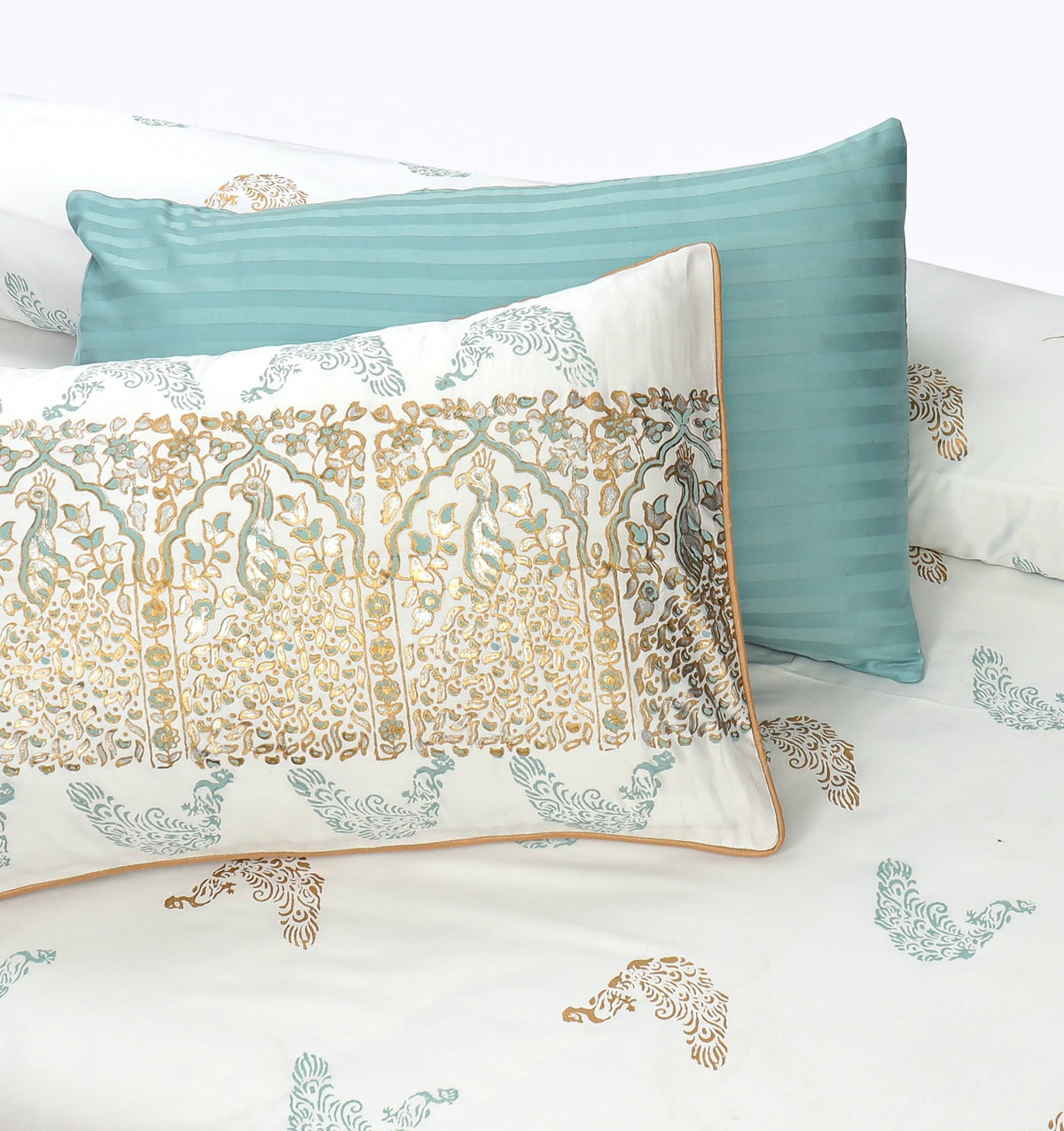 Bridal Bedsheet Set 8Pcs Cotton Sateen Block Printed 01