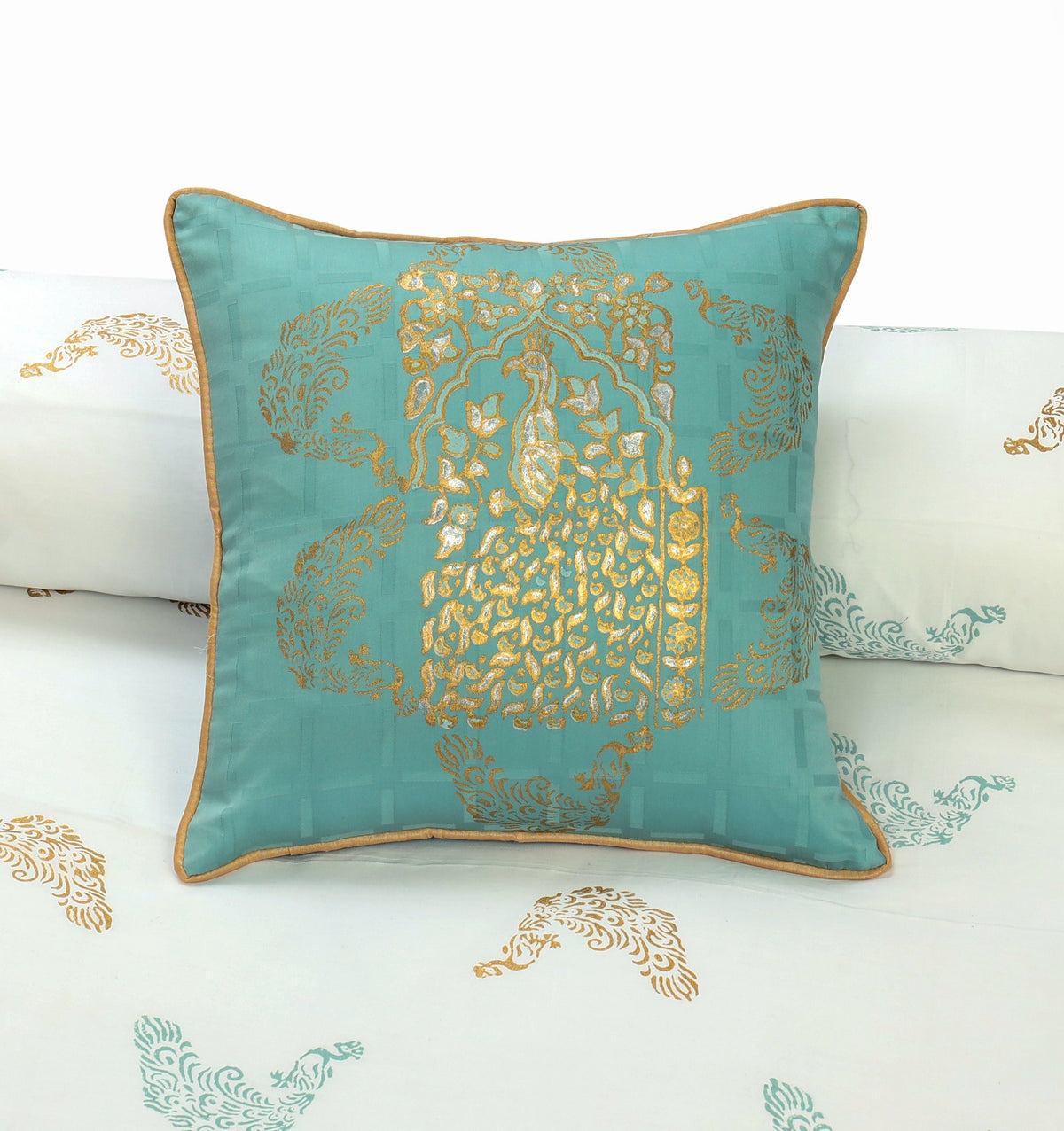 Bridal Bedsheet Set 8Pcs Cotton Sateen Block Printed 01