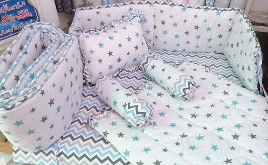 Black And Blue Starry Baby Cot Set