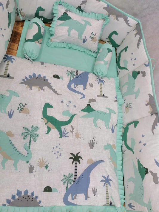 Green Dinosour Baby Cot Set