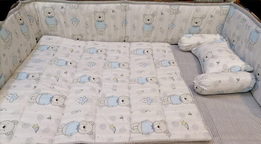 Grey Bear Featured Baby Cot Set