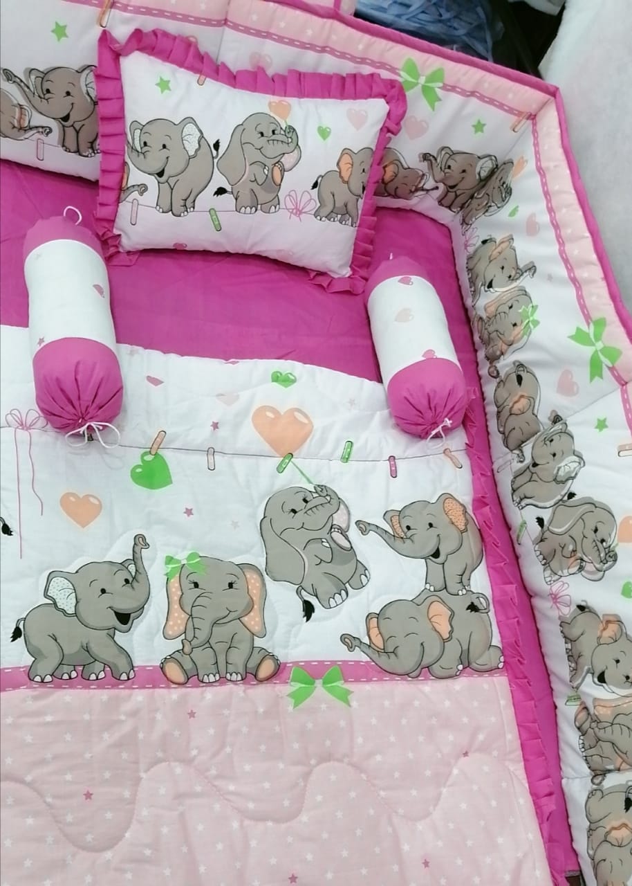 Happy Elephant Baby Cot Set