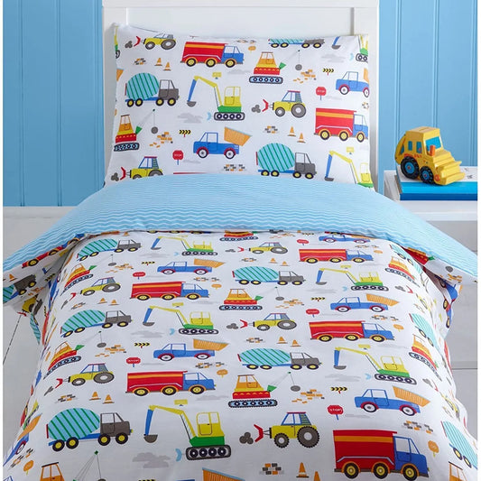 Kids CONSTRUCTION TRUCKS Bedsheet
