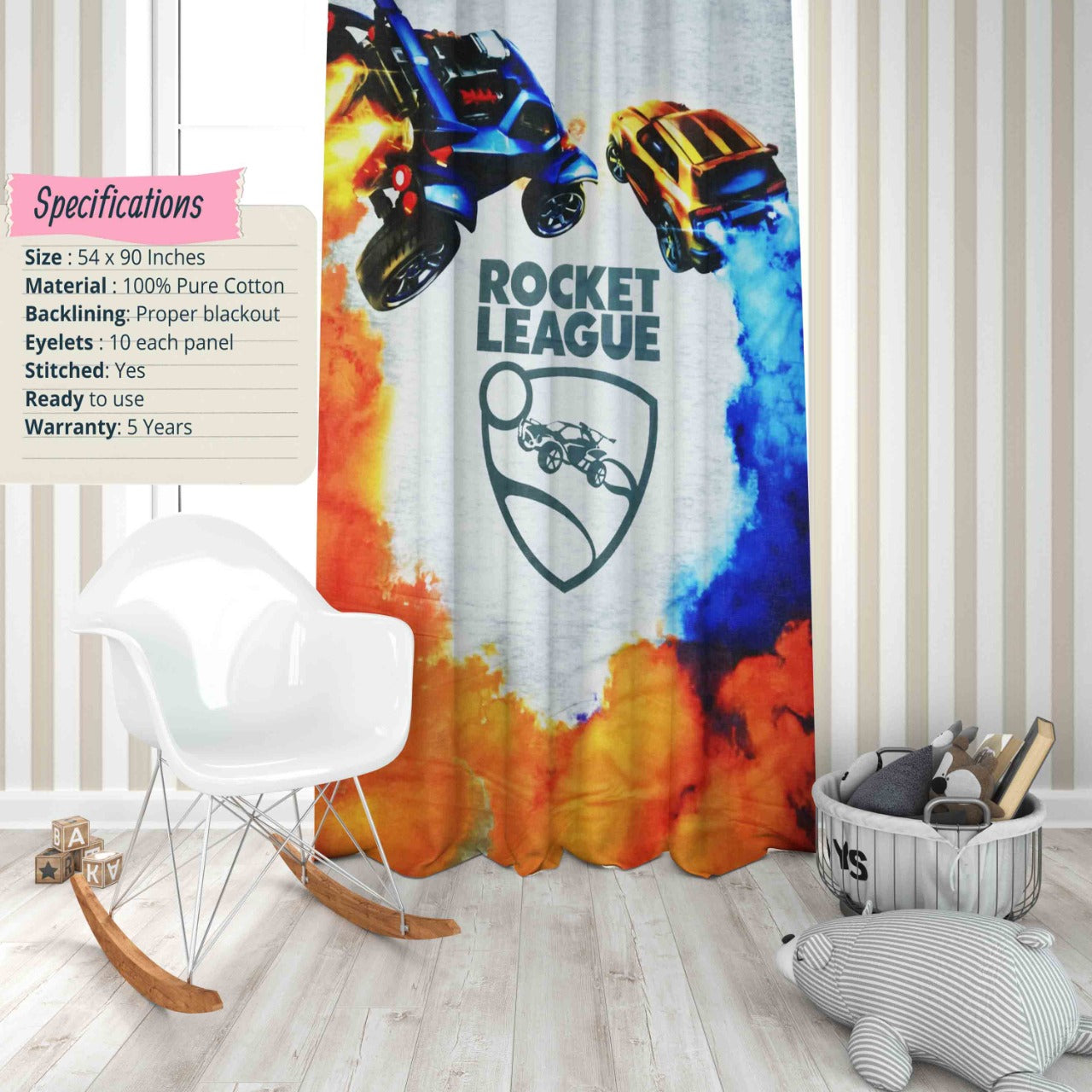 Kids Rocket League Cotton Curtain 7874