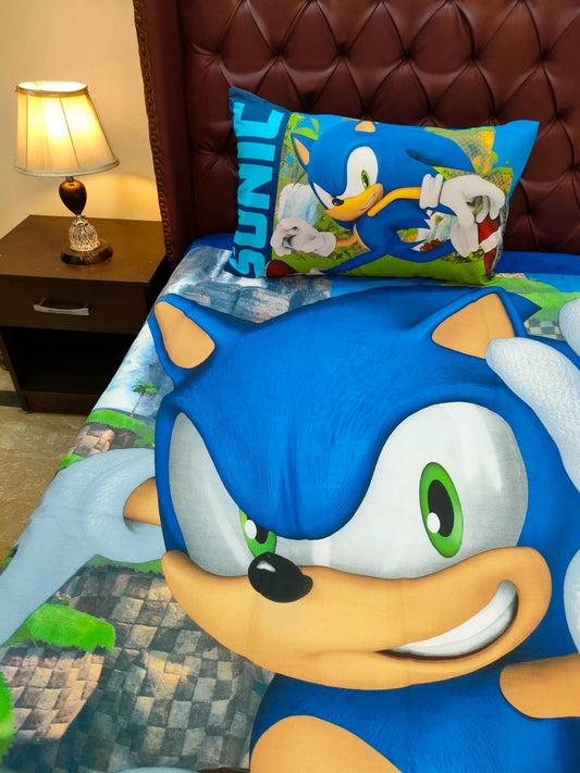 kid cartoon bedsheets | Kids Sonic Character Bedsheet 