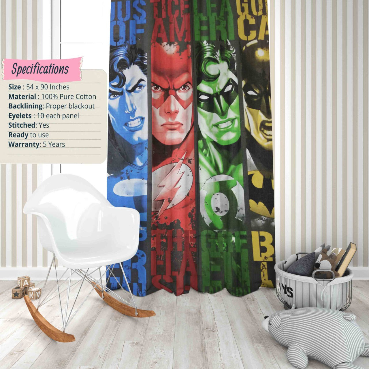 Kids Super Character Print Cotton Curtain 7870
