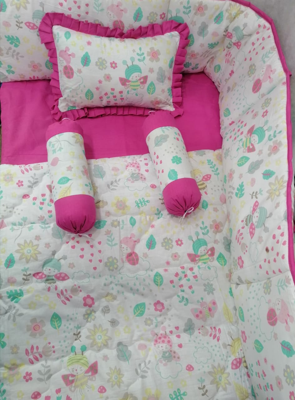 Pink Honey Bee Baby Cot Set -  Baby Cot