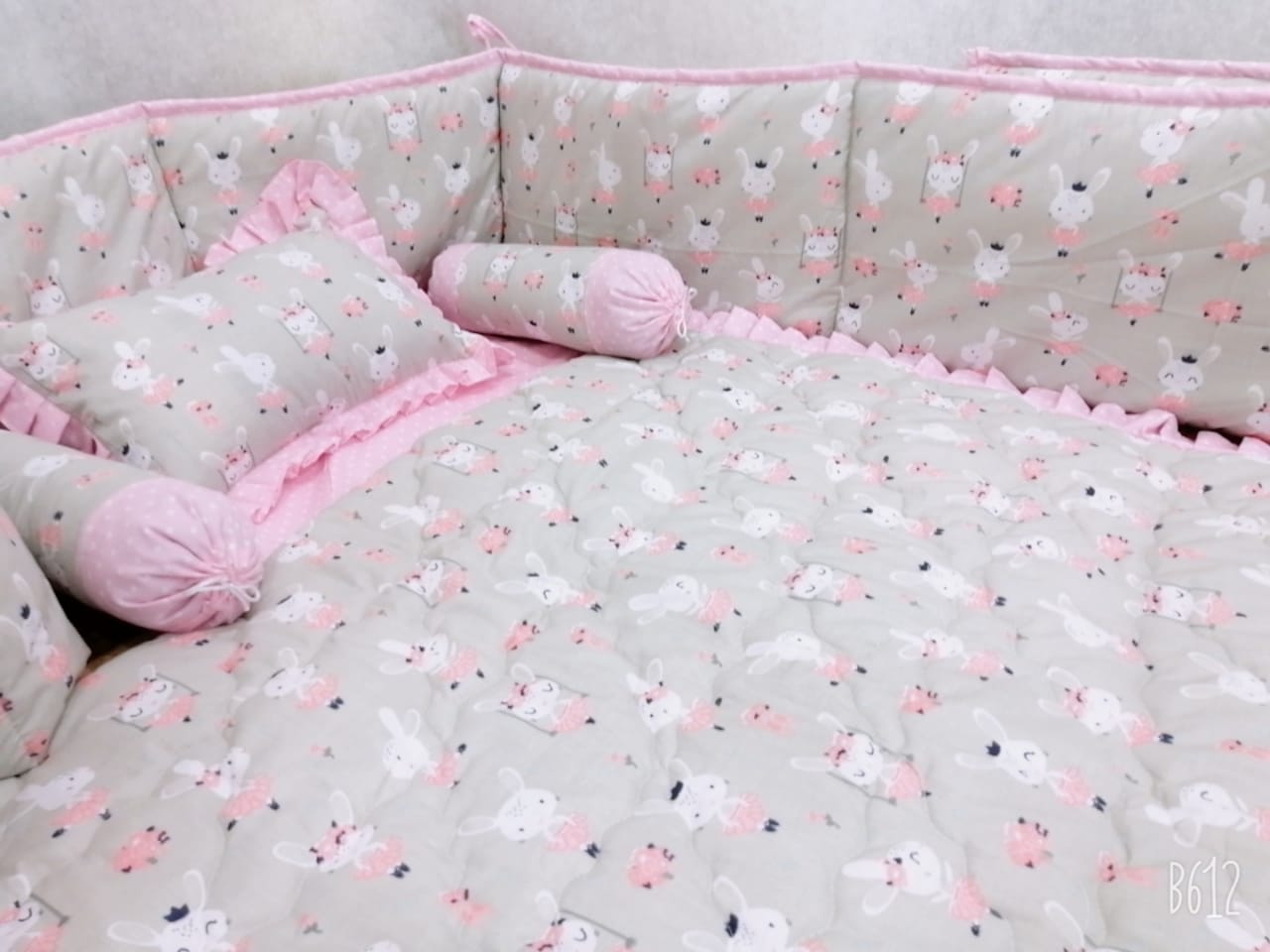 Pink Hunny Bunny Baby Cot Set