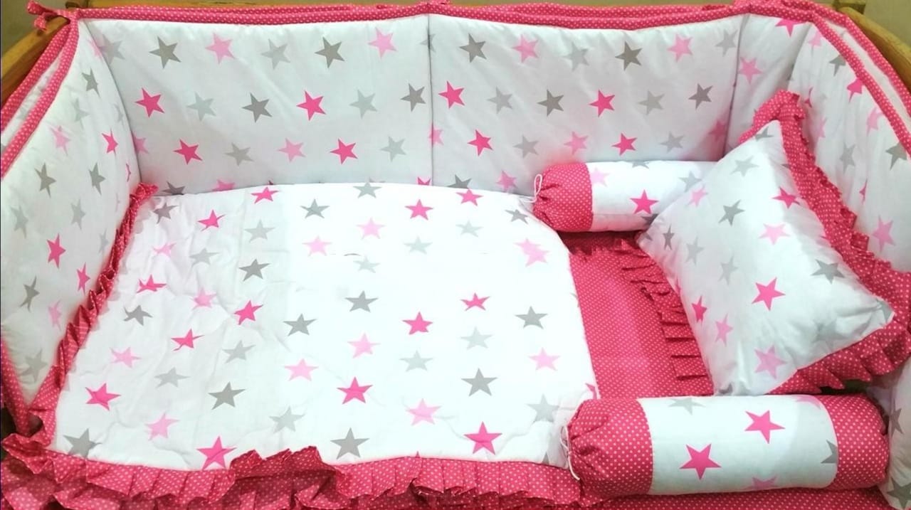 Pink Star Baby Cot Set