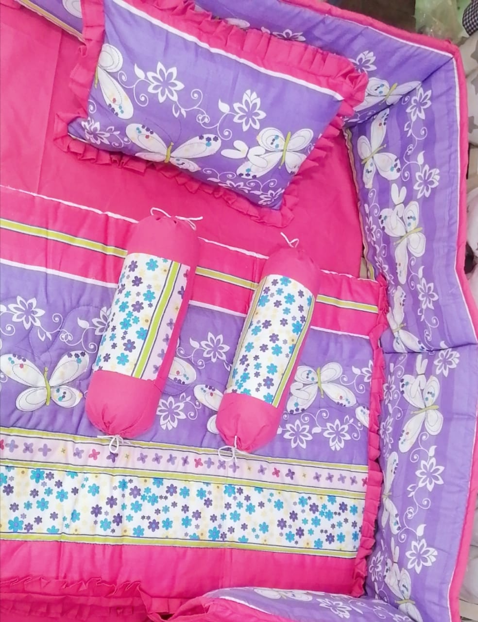 Colourfull Butterfly Featured Baby Cot Set
